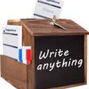 AZEAM Wood Suggestion Box with Slot and Lock,Wooden Tip Money Drop Donation Boxes For Saving Fundraising,Prayer Ballot Comment Box Countertop Wall Mounted with Chalkboard and Keys for Church,Wedding