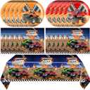 41Pcs Monster Truck Birthday Party Tableware Set for Boys and Men Truck Napkins, Plates and Tablecloth. Racing Car Theme Party Boys Birthday Baby Shower Supplies