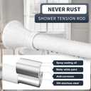 YNL White Shower Curtain Rod 36-84 Inch(3-7ft), No Slip No Drill Stainless Steel Spring Tension Curtain Rod, No Rust Shower Rod Adjustable For Bathroom Window Bedroom