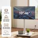 Rolling TV Stand for 10 to 46 Inch Flat Curved TV with Rotating, Portrait to Landscape, Height Adjustable Portable TV Stand with Wheels, Universal TV Cart for Bedroom, Living Room and Corner