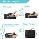 Gonex Compression Packing Cubes, Expandable Storage Travel Luggage Bags Organizers with Shoe Bag, Clear Toiletry Bag (Black)