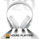 Picun B8 Bluetooth Headphones, 120 Hours Headphone Wireless Bluetooth, Hands-Free Calls, 3EQ & Game Mode, Foldable Headphones Over Ear for Travel Home Office Cellphone PC White