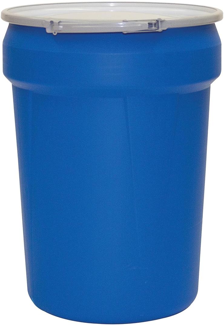 Eagle 30 Gallon Plastic Drum with Lid, Metal Lever-Lock, 28.5"x21.1", Open Head Lab Pack Drum Made of Durable, Lightweight HDPE, Withstands Weather and Chemicals, Made in USA, Blue, 1601MB