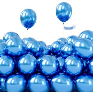 PartyWoo Metallic Blue Balloons 50pcs 5 Inch Small Mini Chrome Blue Latex Balloons for Graduation Wedding Baby Shower Engagement Baby Shower Wedding Bachelorette Birthday Party Decorations Blue-G106