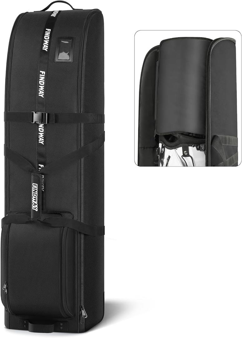 findway Golf Travel Bag for Airlines 900D Heavy Duty Oxford Golf Travel Case with Wheels, Golf Travel Cover with Club Protector Liner for Men Women (Black)