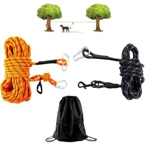 Upgraded Dog Tie Out Cable for Camping 50 ft, Portable Trolley System for for Small Medium Large Dogs up to 200lbs, Dog Lead for Yard, Camping, Parks, Outdoor Events,5 min Set-up