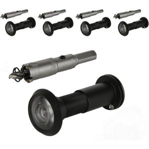4 Pack Door Viewer Peephole 200-Degree Door Viewer with 16mm/0.63inch Drill Bit for 1-1/2" to 2-3/8" Doors Zinc Alloy Peephole for Front Door with Heavy Duty Privacy Cover, Black