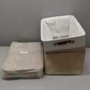 Bagnizer Large Fabric Storage Baskets | 50L Storage Bins, Decorative Linen Closet Baskets with Handles for Organizing, Shelf, Toys, Clothes, Home, Office, Nursery, 17x12x15Inches (Beige&White)