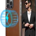 LOHASIC for iPhone 15 Pro Case Leather  Soft Luxury Magnetic Cover Compatible with MagSafe Accessories, Classic Minimalist Designer i Phone 15 Pro Phone Case for Business Men Women, Brown