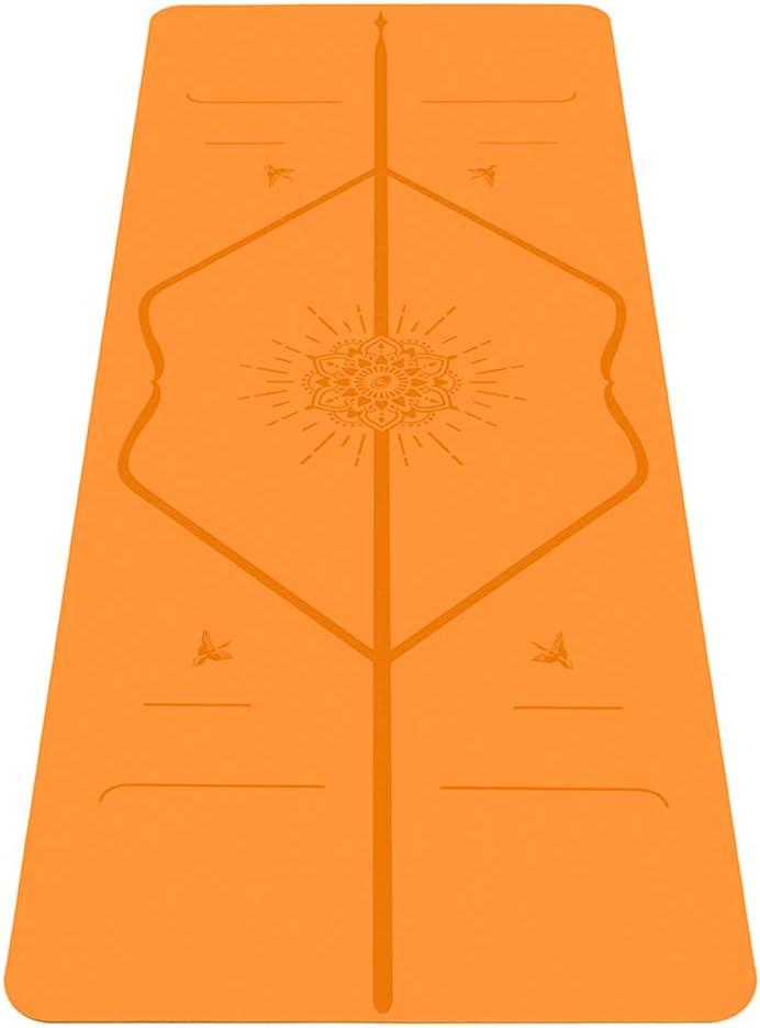 Liforme Travel Yoga Mat - Patented Alignment Design, Advanced Non-Slip Grip | Eco-friendly, Non-Toxic, Sweat-Resistant, long, wide, 4.2mm thick mat for comfort, recommended for Hot Yoga, Free Yoga Bag, Orange
