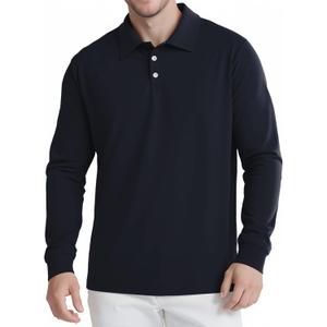 Men's Long Sleeve Polo Shirts for Men, Casual & Work Golf Polo Shirts with Split Hem,Stylish Collared Shirt (XL)