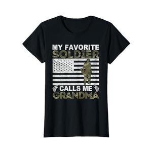 Womens My Favorite Soldier Calls Me Grandma Solider Grandma T-Shirt Medium