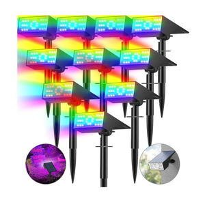 Solar Color Changing RGB Spot Lights Outdoor, 10 Pack/7 Lighting Modes Multicolor Outdoor Lights for Yard Waterproof IP68, Halloween Christmas Solar Landscape Powered Lights Garden Pathway