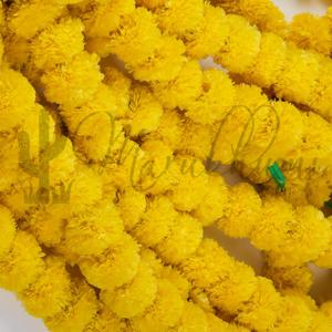 Marubhumi 5 PC - 5 feet Artificial Marigold Flower Garland  Long Strands for Diwali, Wedding & Festive Decoration  Traditional Indian Home Decor (Yellow)