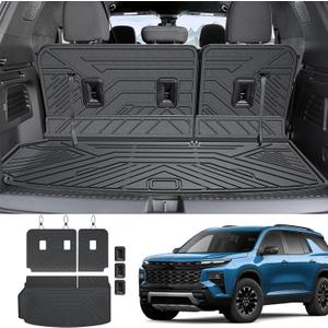 Cargo Mat Backrest Mats for 2024 2025 2026 Chevy Traverse & 2025 2026 Buick Enclave, TPE All Weather Cargo Liner Trunk Mat Car Accessories(24-26 7/8 Seats-3rd Row Backrest Mats&Cargo Mat)