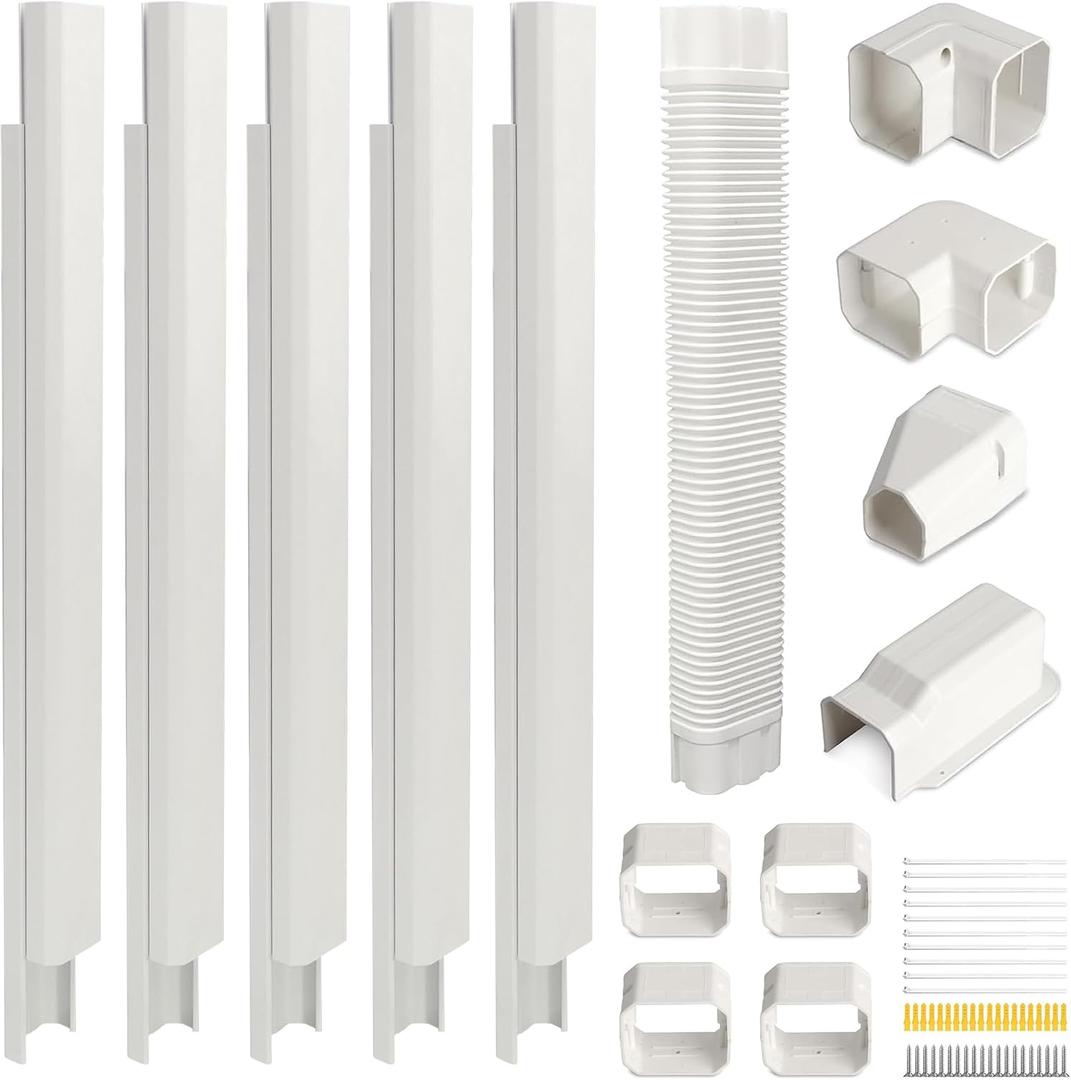 3" 15 Ft Mini Split Line Set Cover with Flexible Duct for Protect AC Pipe | Decorative Line Hide Kit, PVC & ABS Material,DIY Paintable Lineset Cover Kit for Mini Split Air Conditioner,HVAC,Heat Pump