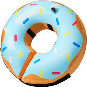 BENCMATE Inflatable Dog Cone Collar Alternative, Soft Dog Cone for Small Medium Large Dogs and Cats, Neck Recovery ECollar Donut Collar After Surgery (Medium, Blue Donut)