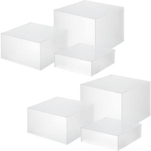 Tuanse 6 Pcs Buffet Risers, Food Risers for Buffet Table, Display Stand for Catering Dessert Collectibles Jewelry Figures Show, 5 Sided Acrylic Cube Display Organizer Acrylic Cube Boxes(Frosted Clear)