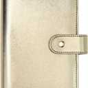 NatSumeBasics Gold A6 Binder 5" x 7" Budget Binders Cover Refillable 6 Rings Faux Leather Binding Cover for Planner Traveller Journal (Gold)