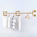 Industrial Pipe Clothes Rack Wall Mounted,Retail Metal Clothing Rack Wall Mount,Display Garment Rack for Hanging Clothes(70.86in,Gold)