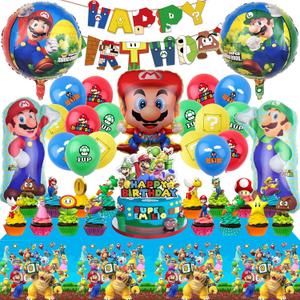 CJML 1 Zhong Mario Birthday Party Supplies, 24 Cupcake Cake Toppers, 3 Packs