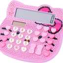 Women Calculators,Desktop Calculator 12 Digit with Large LCD Display and Sensitive Button, Solar and Battery Dual Power, Standard Function for Office, Home, School (Pink+Pink)