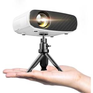ELEPHAS Mini Projector for iphone, Portable Projector with Tripod, 1080P HD Outdoor Projector, Movie Projector Compatible with Android/iOS/Windows/TV Stick/HDMI/USB (White&Black)