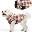 SCENEREAL Dog Winter Coat Boy Girl- Warm Jacket with Built-in Harness for Small & Medium Dogs, Fall Winter Waterproof Cold Weather Coat, Fleece Puffer Vest - Windproof Snow Puppy & Pet Clothes (M(Chest 16.5")-Regular, #2 Beige Square Plaid-Gloss)