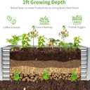 Land Guard 6×3×2 ft Galvanized Metal Raised Garden Bed, 2FT Deep Root Elevated Planter Box Steel Large Vegetable Flower Bed Kit（Silver）