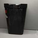 Mind Reader Slim Laundry Hamper with Lid, 60L Clothes Basket, Ventilated Plastic, Brown