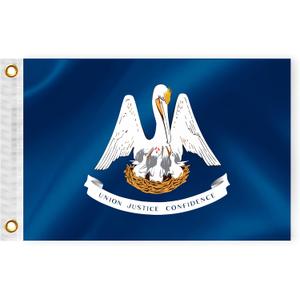 Louisiana State Boat Nautical Flag 12x18 Inch Double Sided 3 Ply LA Marine Flag Nylon Small Yacht Sail Pontoon Boat ATV Bike Truck Motorcycle Banner Brass Grommets Patriotic Outside(LA)