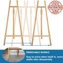 A - Frame Wooden Display Easel - Adjustable Lyre Beechwood Studio Easel Stand Holding Canvas Up to 90", Inclinable Artist Floor Painting Easel for Artwork Painting, Natural, 90 inches high