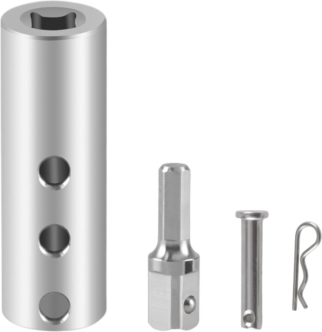 Upgraded Stainless Steel Trailer Jack Electric Drill Adapter with a 1/2 in Socket Adapter Bit Compatible with 1 Inch Jack Drive Shaft