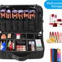 Relavel Travel Makeup Train Case Makeup Cosmetic Case Organizer Portable Artist Storage Bag with Adjustable Dividers for Cosmetics Makeup Brushes Toiletry (medium black)