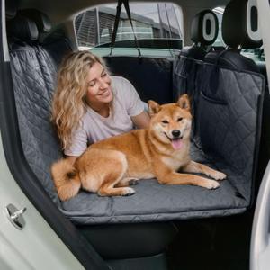 FUNNY FUZZY Dog Car Seat Cover, Back Seat Extender for Dogs - 420Lb Hard Bottom Waterproof Pet Car Seat Cover, 600D Heavy Duty Pet Hammock with Non-Slip Bottom for Cars, SUV, Trucks