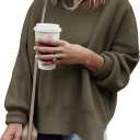 Imily Bela Womens Oversized Tunic Sweaters Fall Slouchy Long Sleeve Ribbed Knit Side Slit Pullover Jumper (XX-Large, Dark Brown)