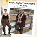 Fleece Lined Tights Leggings Women Plus Size,Thermal Warm Skin Tone Black Sheer for Winter Smooth Out Fat Lumps (XXL)