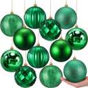 Syhood 12 Pcs 4 Inch Large Christmas Ball Ornament Christmas Tree Decoration Plastic Ornament Set Hanging Xmas Tree Ball for Xmas Holiday Wedding Party (Green)