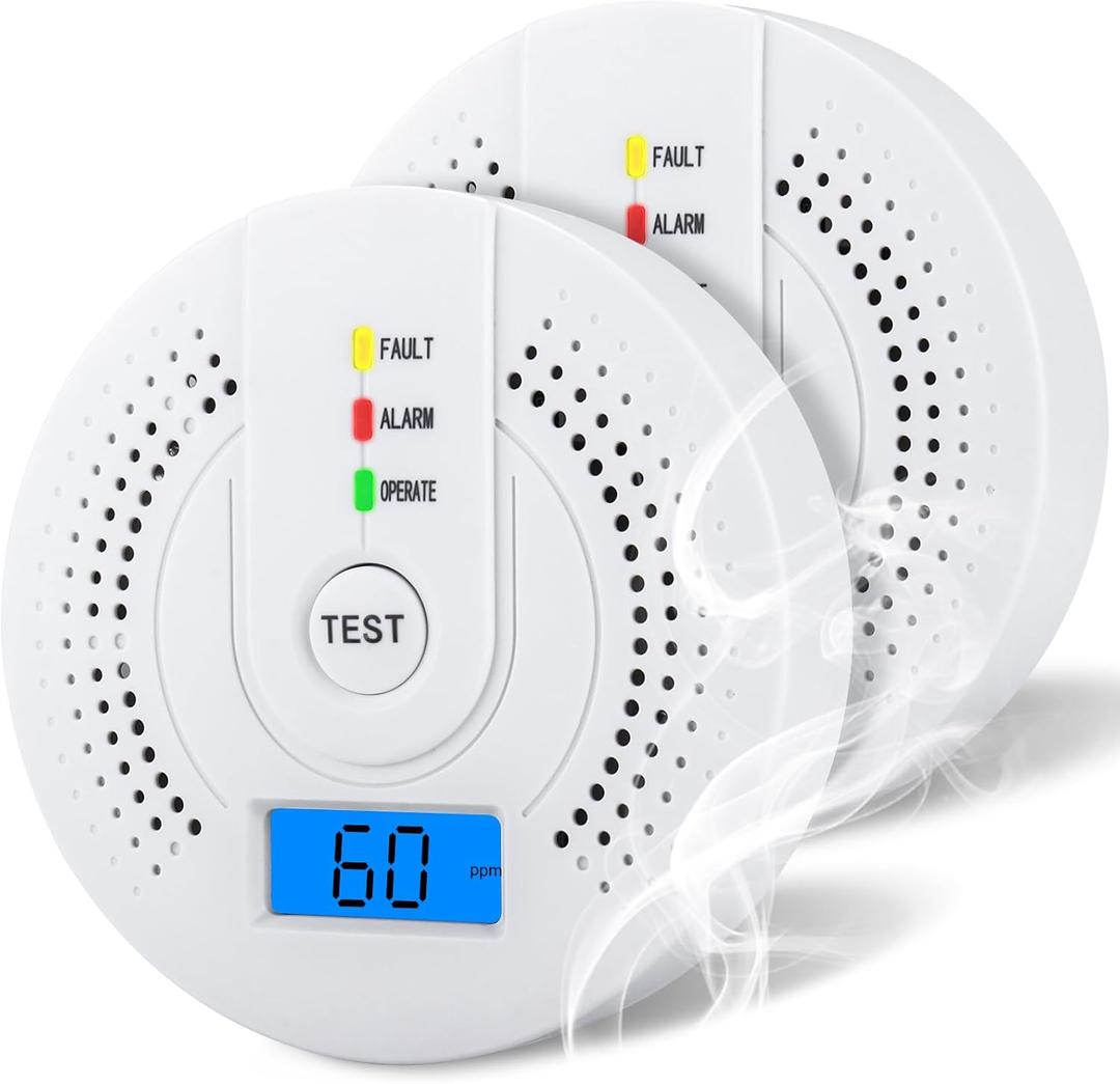 2PCS Carbon Monoxide detectors,co Detector,Carbon Monoxide Alarm, Detector Battery Powered with LCD Display, Carbon Monoxide Detector