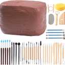 ReArt Natural Air-Dry Clay, Pottery Clay10LBs with 40 Pcs Pottery Tools Clay Sculpting Tool Set, All-Purpose Modeling Clay (Terra Cotta)