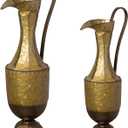Decorative Antique Style 1 Handle Metal Jug Floor Vase - 20.75 in Tall Vintage Inspired Rustic Design for Entryway, Living Room, or Dining Room - Ideal for Flower Arrangements, Greenery (Set of 2)