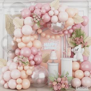 Pink Balloon Arch Kit,Pink White Balloon Arch Garland Kit,120Pcs Light Pink Dusty Pink Sand White Balloons with 18/12/5 Inch Different Sizes for Bridal Wedding Boho Gender Reveal Baby Shower Birthday