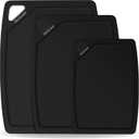 BESTCOOK Wood Fiber Cutting Board Set of 3, Composite Chopping Boards with Juice Groove, Dishwasher Safe, Non-Toxic, BPA-Free, Non-Porous, Non-Slip Feet for Cutting Meat, Vegetables, Fruit (Black)