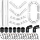 2.5 Inch Universal Aluminum Turbo Intercooler Piping U-Pipe Kit 600mm Aluminum Pipe + 8 Elbow Hose+ 16 Clamps Kit 8PCS