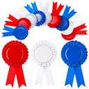 12 Pcs Blank Award Ribbons 1st 2nd 3rd Place Rosette Ribbons Blue Red White First Second Third Place Participation Medal for Sports Events Classroom Winners Certificate Prizes