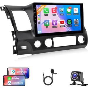 Naifay Car Stereo for Honda Civic 2006-2011 Wireless Carplay Android Auto, 2G+32G 10.1inch IPS Touch Screen for Civic Car Radio Bluetooth FM Audio Receivers GPS WiFi Backup Camera SWC+MIC