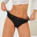 ROSYCORAL Cotton Underwear for Women Lace Trim Briefs Soft Low Rise Ladies Stretchy Hipster Bikini Panties 5 Pack (XL)