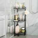 Consumest Corner Shower Caddy Standing - 3-Tier Stainless Steel Shower Organizer with Soap Holder and 4 Hooks, Large Capacity Corner Shelf Stand for Bathroom, Rest Room, Black