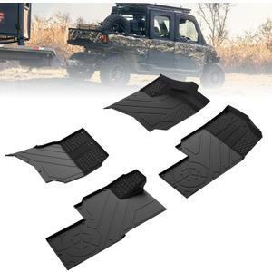 KEWISAUTO Floor Mats for 2024 Polaris Ranger Crew XD 1500, Custom Fit TPE Rubber Front & Rear Row Floor Liners Heavy-Duty Slush Mats for Polaris Ranger XD 1500 Crew 2024 Accessories - 4PCS