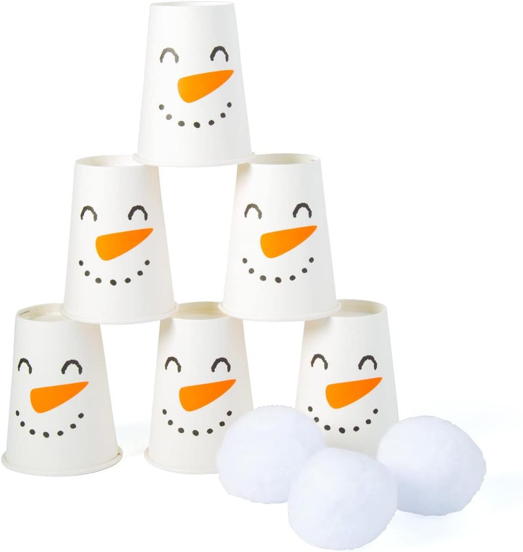 Fun Express Kids Bowling Set Holiday Snowball Bowling Game - Indoor Games for Toddlers | Winter Toys Bowling Pins Party Entertainment | Safe Soft Materials for Family Fun Activities